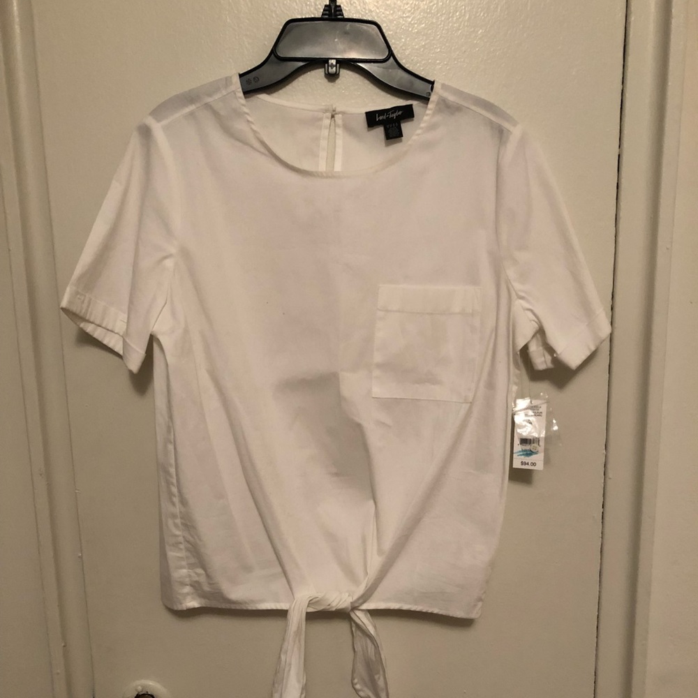 Cute Short Sleeves White Shirt Size Small